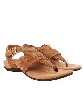 Vionic Lupe Sandals Women’s Sz 6.5  Brown Leather Comfort Casual Arch Support